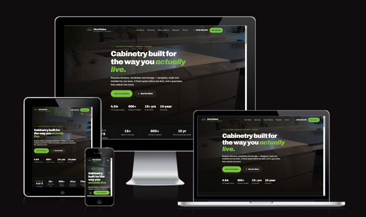 Kitchens & Joinery website built by ClickSmith